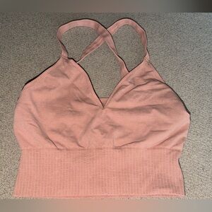 FP Movement by Free People Mauve Brown Ribbed Sports Crop Top